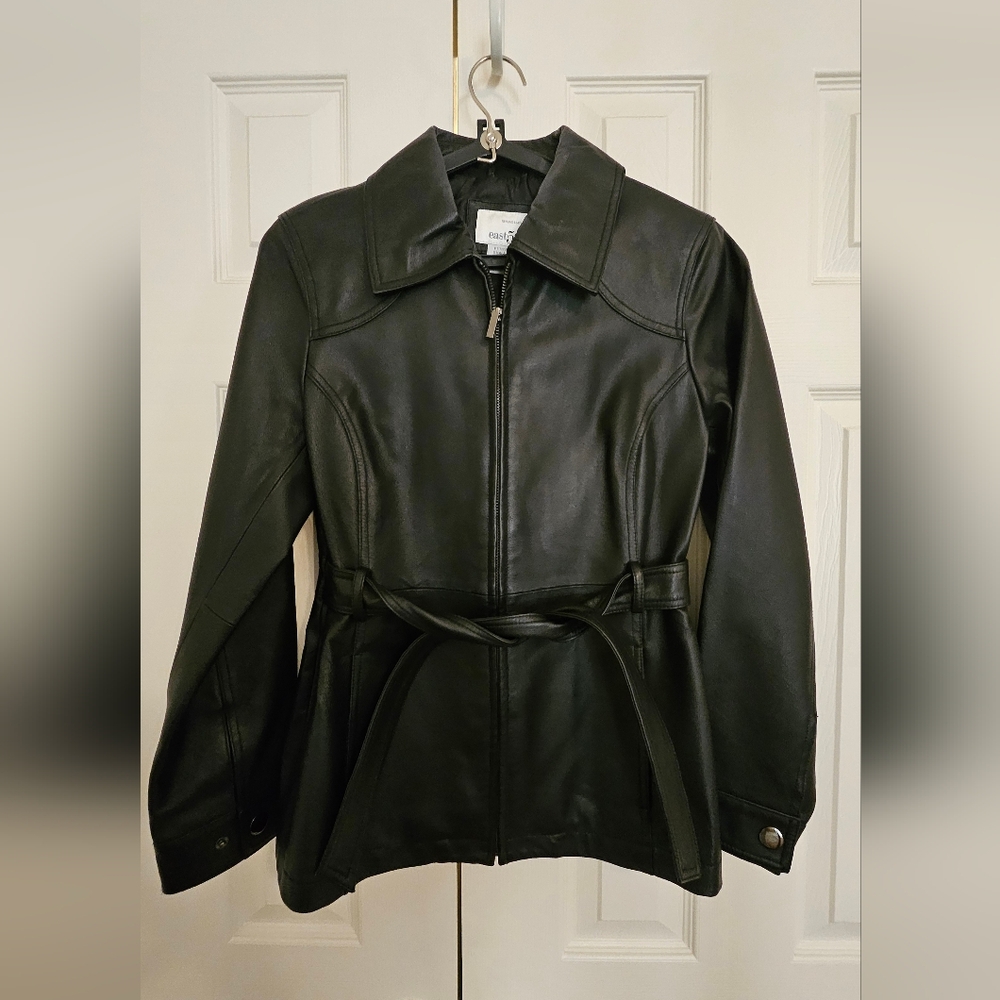 EAST 5th Black Leather Jacket. Size Small.